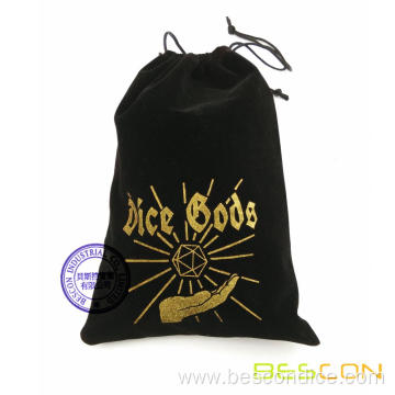 Customized Golden Printing Black Velvet Dice Pouch